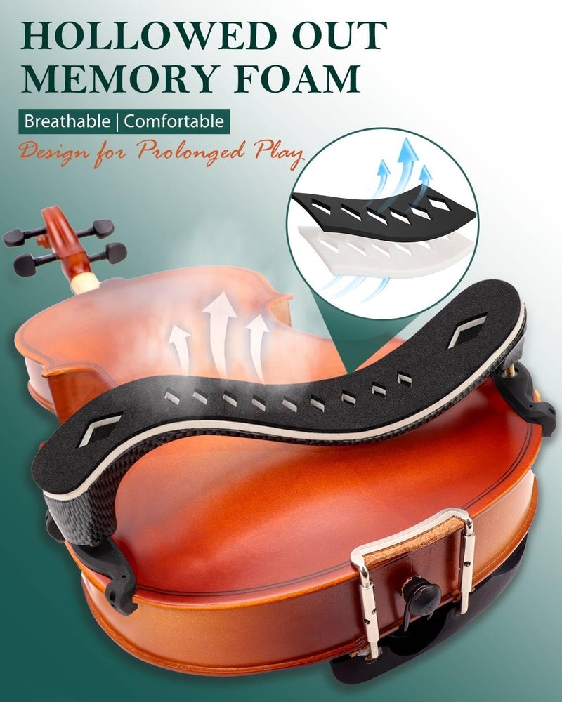 LMS Violin Shoulder Rest 1/2 1/4 Full Size, Hollowed Out Foam Shoulder Rest for Violin Accessories for Beginner Shoulder Rest Pad with Mute Rosin, Ergonomic for Prolonged Play (Black, 1/2, 1/4) - Image 3